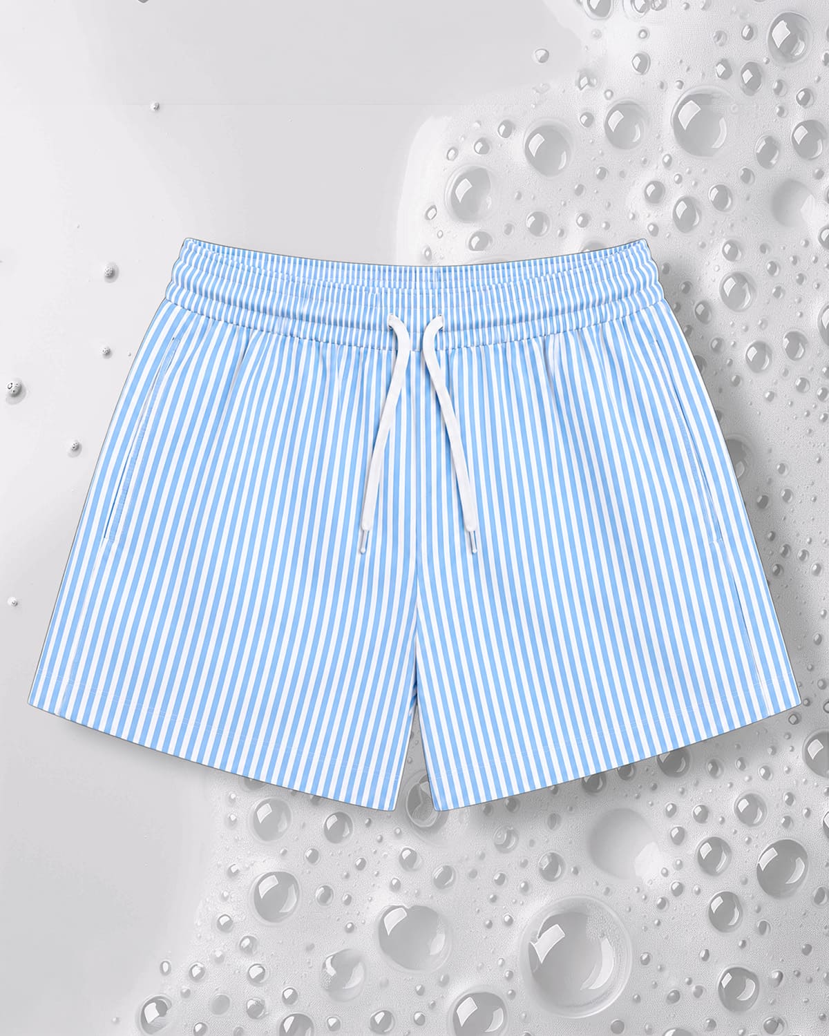 Short de bain Mago Riviera bleu ciel à fines rayures vue de face