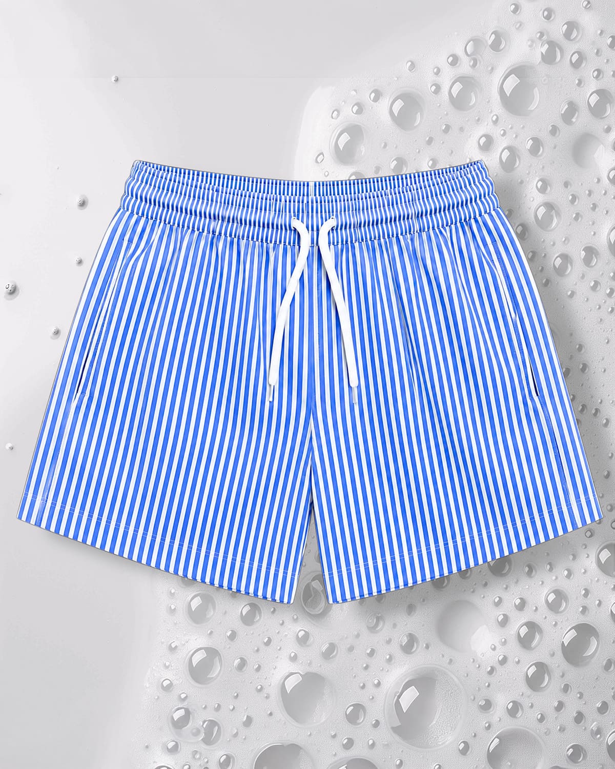 Short de bain Mago Riviera bleu marine à fines rayures vue de face