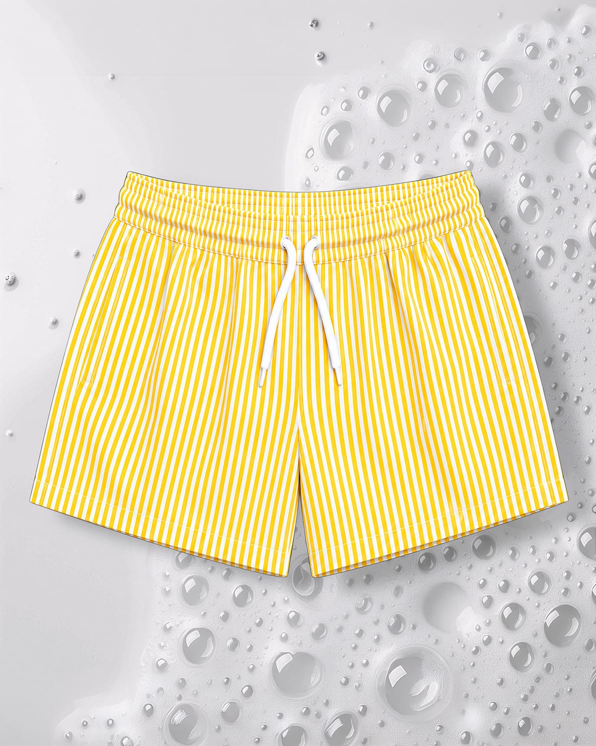 Short de bain Mago Riviera jaune à fines rayures vue de face
