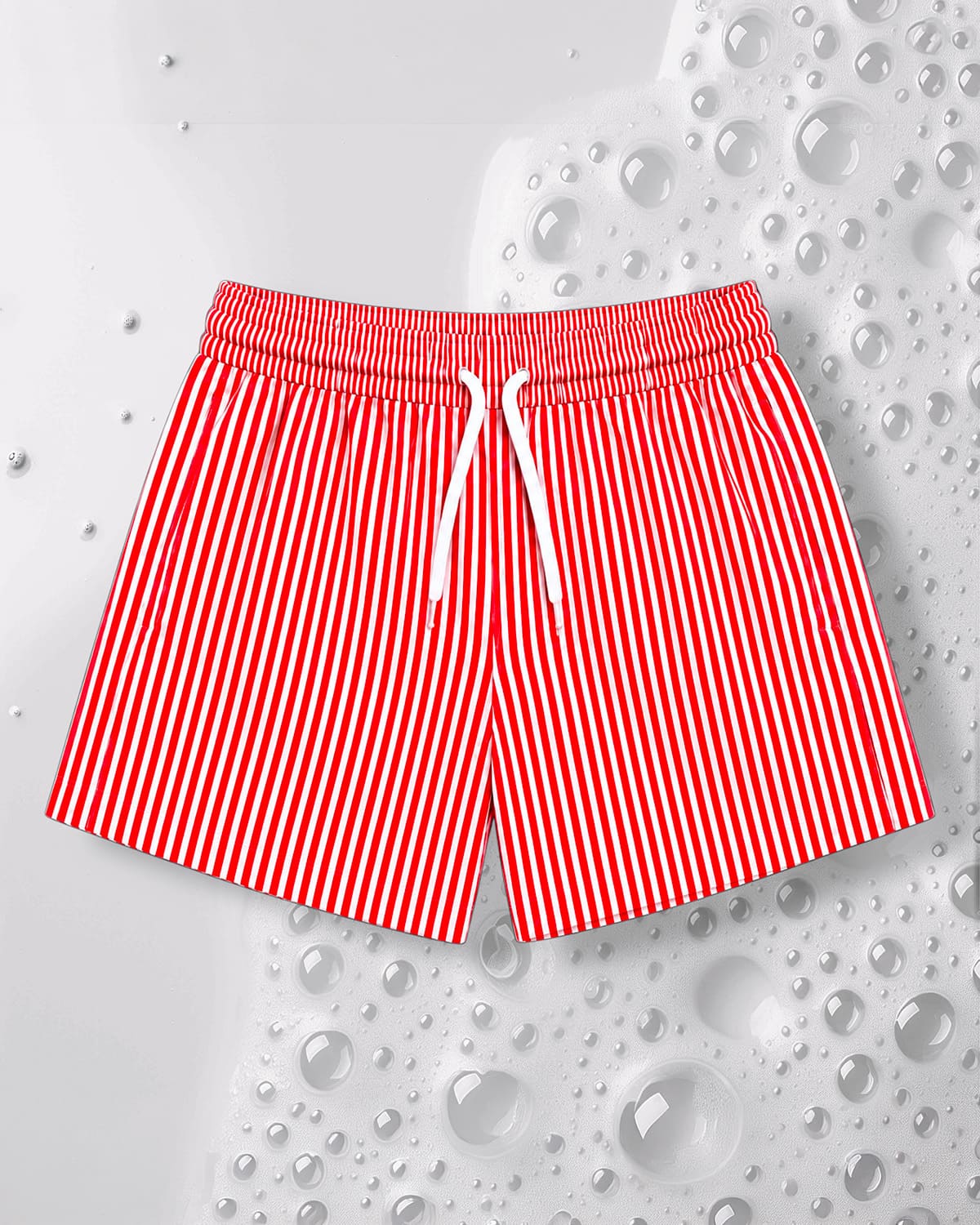 Short de bain Mago Riviera rouge à fines rayures vue de face