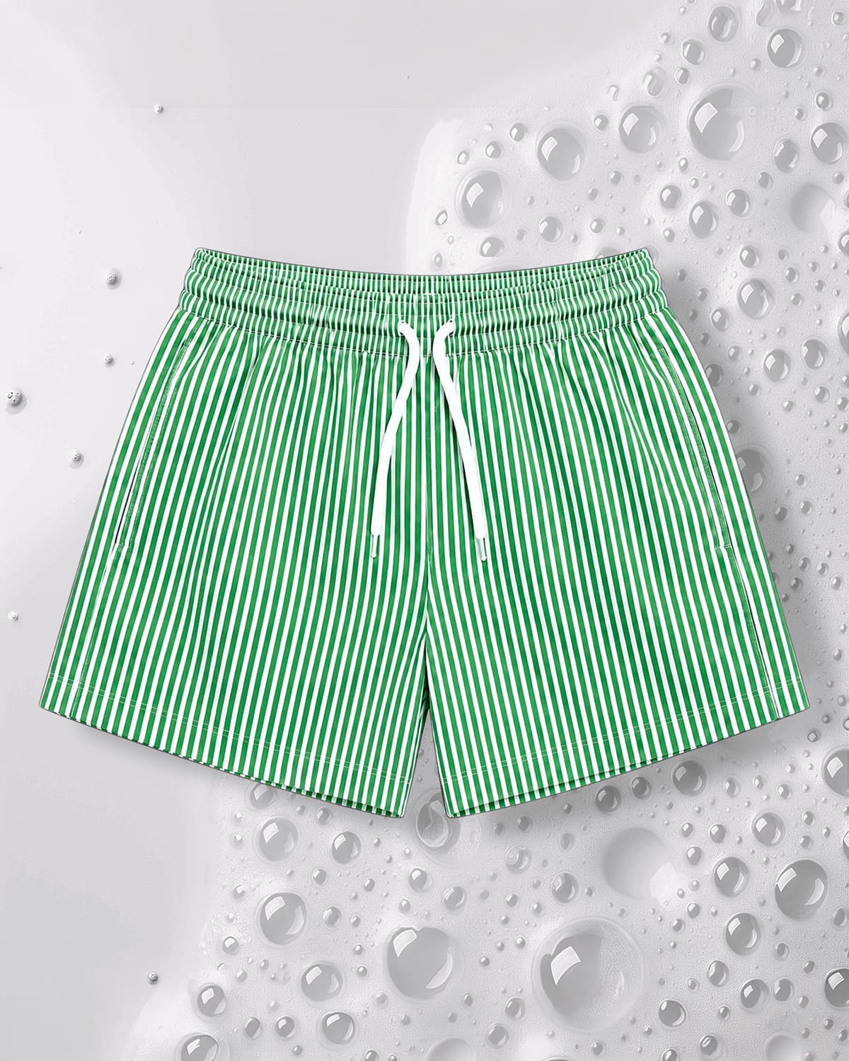Short de bain Mago Riviera vert émeraude à fines rayures vue de face